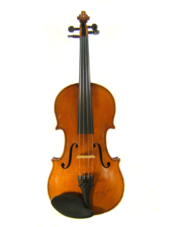The top of a French violin labeled Charles Gaillard